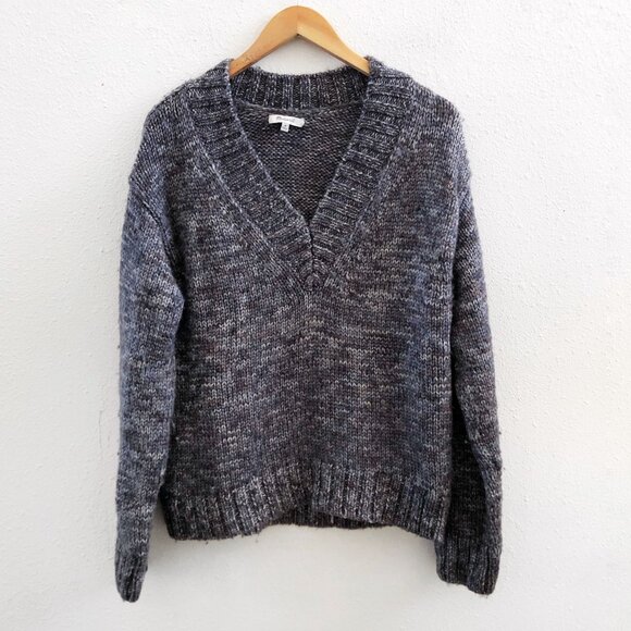 MADEWELL 100% Wool Spray-Dyed V-Neck Oversized Sweater Size Medium - Picture 2 of 10